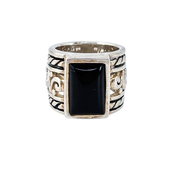Silpada Filigree Black Onyx Wide Ring | Vintage Sterling Silver | Size 5 R1096 - Picture 2 of 9